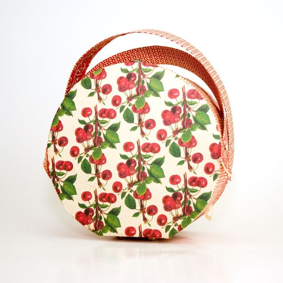 Handbags - Decorative Paper Hatbox Purse, Hat Box Bag, Cherry